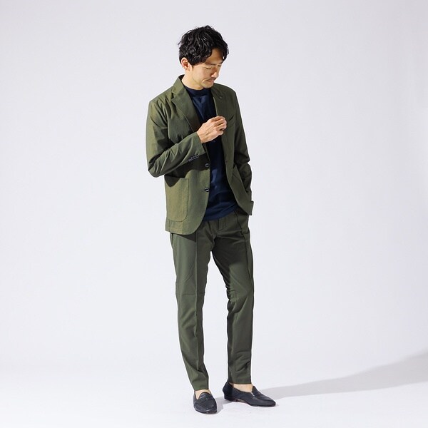 ジーステージ スーツ ストライプ カジュアルスーツ 青 ネイビー 洗える