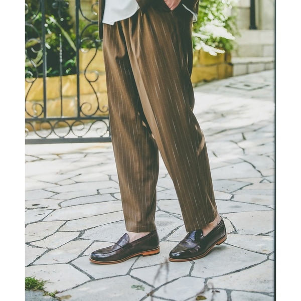 セットアップ対応】ワイドテーパード ストライプ イージーパンツ