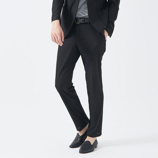 セットアップ対応】シャンブレーチェックスリムテーパード パンツ