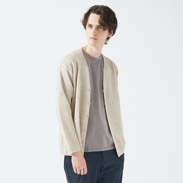 メッシュニット】ドライタッチ 比翼 カーディガン / シアー