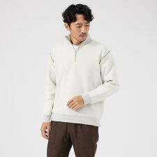 ダブルフェイス モール ハーフジップ ニット