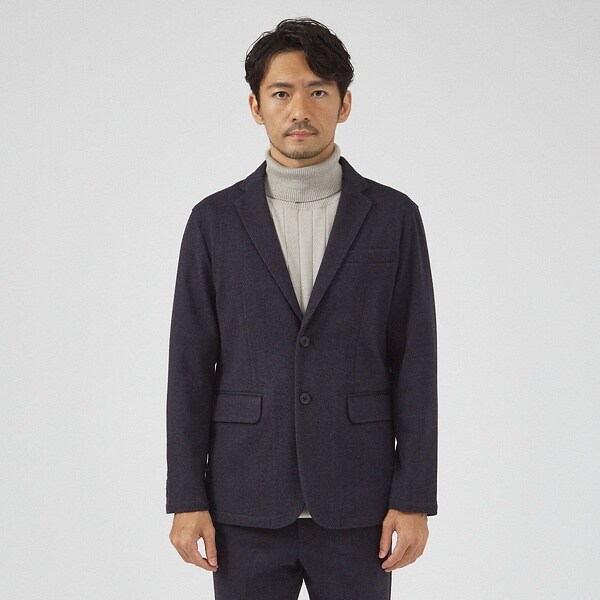 秋冬生地/セットアップ対応】ヘリンボーン柄 ニット ジャケット