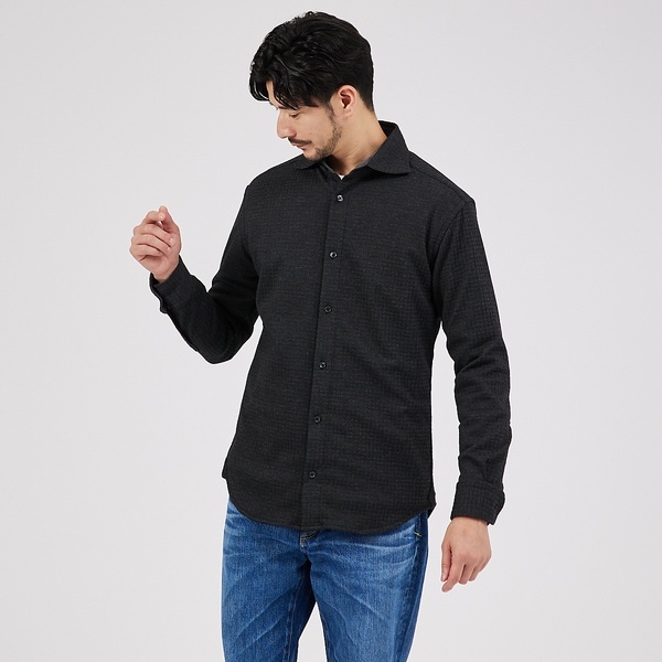 アバハウス（ABAHOUSE）/【FLEX SHIRTS】千鳥柄フクレガジャガード ジャージシャツ FLEX SHIRTS】千鳥柄フクレガジャガード ジャージシャツ | アバハウス