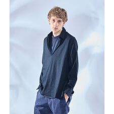【リネンブレンド】スキッパー プルオーバーシャツ