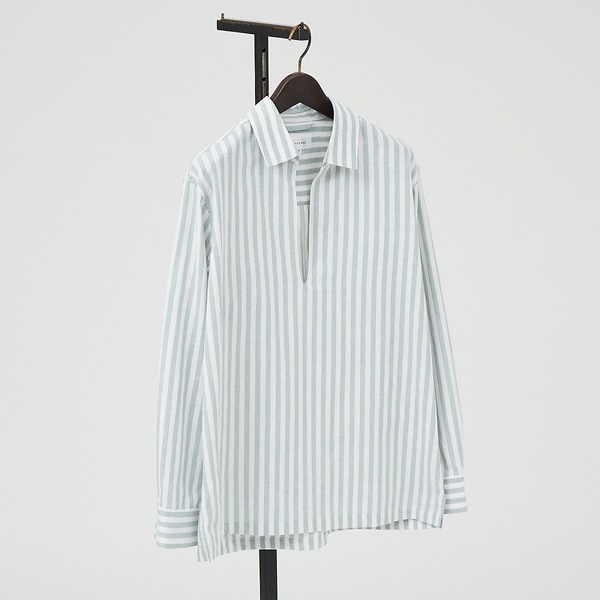 LA BOUCLE / ラブークル】レザーパイピング スキッパーシャツ