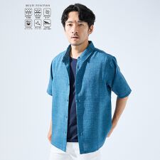 【セットアップ対応】吸水速乾 リネンライク 半袖シャツ