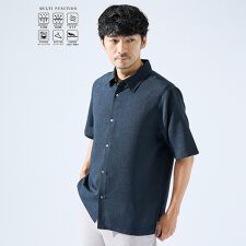【セットアップ対応】吸水速乾 リネンライク 半袖シャツ