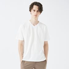 【定番】ドレスポンチ Vネック 半袖Tシャツ / ストレッチ 冷涼感