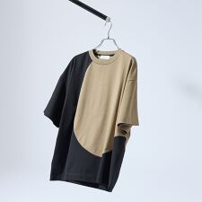 ウズマキ バイカラー 半袖Tシャツ / オーバーサイズ