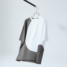 ウズマキ バイカラー 半袖Tシャツ / オーバーサイズ