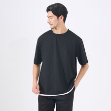 【レイヤード】ストライプ ジャガード 半袖Tシャツ