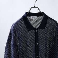 【透かし編み】バイアス メッシュニットポロ  / ニットシャツ