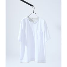 キーネック カノコ半袖Tシャツ / フェイクレイヤード