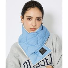 【TAION / タイオン】ミリタリー リバーシブル ダウンマフラー/デニム/リ