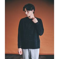 アイレットベロア　クルーネック長袖Tシャツ