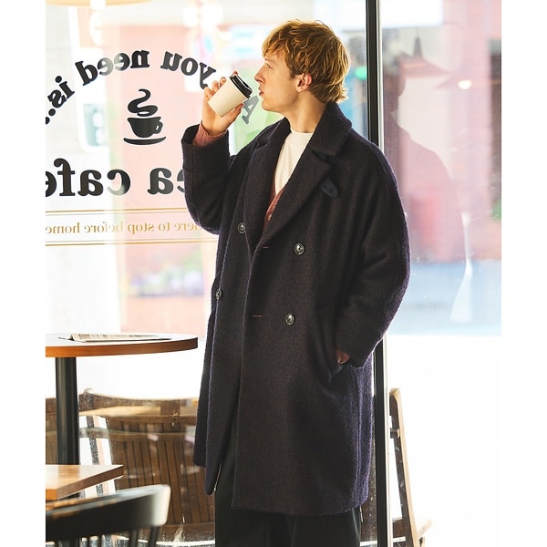 WEB限定】グロッシーウール ダブルブレストチェスターコート