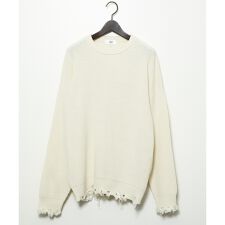 【AH ABAHOUSE】畦編み ダメージ クルーネックニット プルオーバー