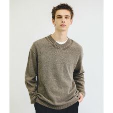 WOOL MIX ブークレーＶネックニット
