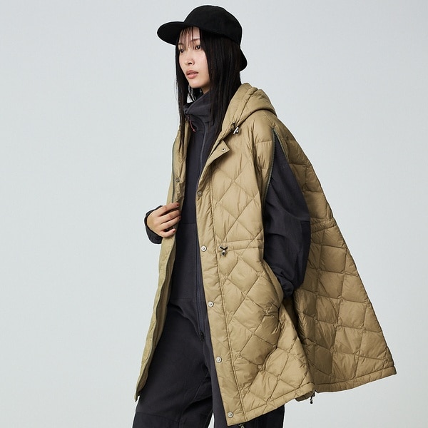 TAION / タイオン】ポンチョ型ダウン/ケープ/ダウン/フード付き/収納ポ