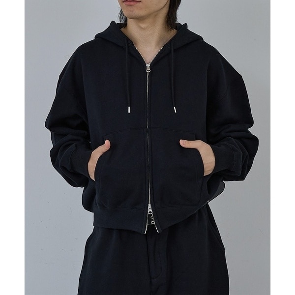 AH ABAHOUSE】クロップド ダブルジップ スウェットフーディー / セ