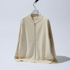コットンブークレー ダブルZIP ニットブルゾン / クルーカーディガン