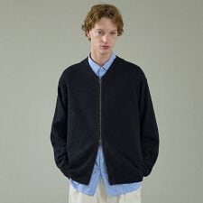コットンブークレー ダブルZIP ニットブルゾン / クルーカーディガン