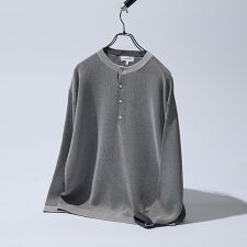 リブニット ヘンリーネック プルオーバー