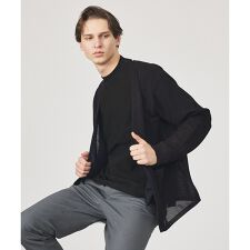 2トーン シアーメッシュ 1ボタン カーディガン