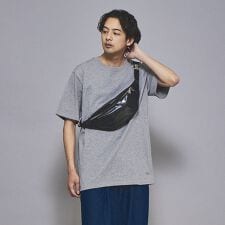 【一部店舗＋WEB限定】レザー調 素材切替 ウエストポーチ/ボディバッグ