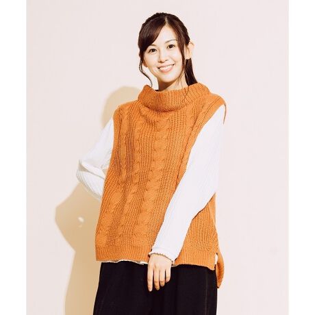 大きいサイズ レディース Evlove イヴロヴ ケーブルボトルネックニットベスト イヴロヴ Evlove ファッション通販 マルイウェブチャネル