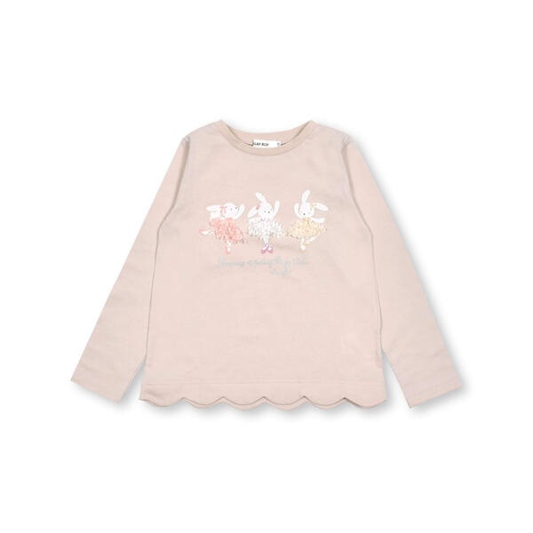 アニマルバレエウサギ裾スカラップお花シフォン長袖Tシャツ(80