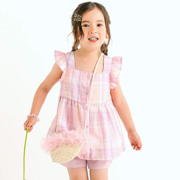 TUNIC 長袖シャツ・ロングボトムセット フラワープリント ピンク系