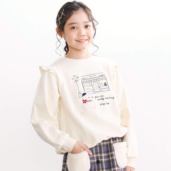 Russeluno 刺繍パッチ 裏起毛トレーナー Russeluno 刺繍パッチ 裏起毛