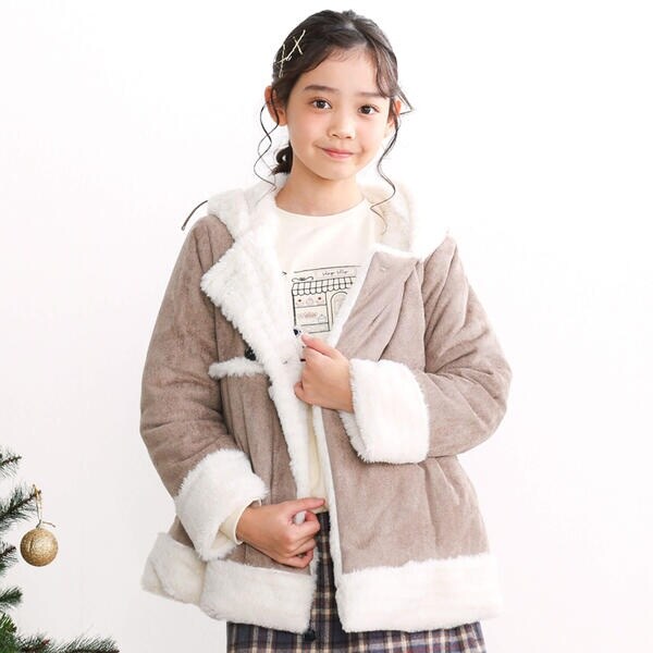 フード付きファーダブルムートンコート(90~140cm) | スラップスリップ