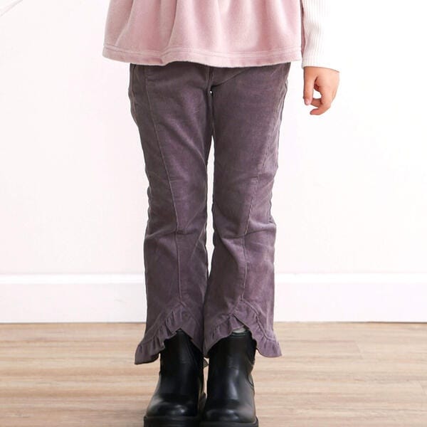 お揃い】フリルヘムコールテンチェックフレアパンツ(80~140cm