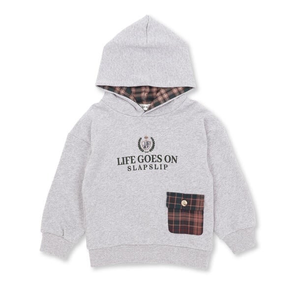 [�}���C]�t���b�L�[�v�����g�`�F�b�N�t���b�v�|�P�b�g�t���t�[�f�B�[(80~130cm)/�X���b�v�X���b�v�iSLAP SLIP�j �O���[