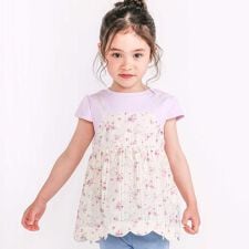 花柄レースキャミソールドッキングTシャツ(80~130cm)