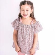 肩リボン付き花柄チュニック(90~130cm)