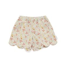 【お揃い/接触冷感】裾スカラップ花柄ストライプショートパンツ(90~130cm)