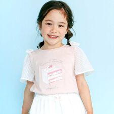 【吸汗速乾】アイスクリームケーキモチーフリボンシアースリーブTシャツ(80~130cm)