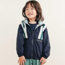 肩切り替え無地総柄リバーシブルタフタジャケット(80~130cm)