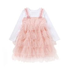 【お揃い】スカラップチュールスカートドッキングワンピース(80~130cm)