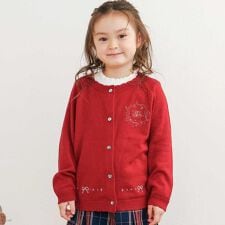 ジュエル風ボタン縁スカラップニットカーディガン(90~130cm)