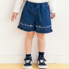 スラップスリップ(SLAP SLIP)の裾プリントデニムニットキュロット(90~130cm)