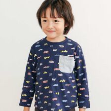 スラップスリップ(SLAP SLIP)の【スララク/防汚加工/オーガニックコットン】わくわく男の子長袖Tシャツ(80~130cm)