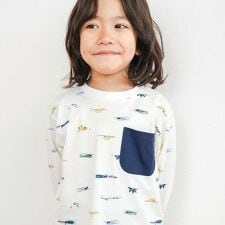 スラップスリップ(SLAP SLIP)の【スララク/防汚加工/オーガニックコットン】わくわく男の子長袖Tシャツ(80~130cm)