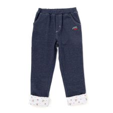 裾レース折り返し柄プリントデニム風パンツ(80~120cm)