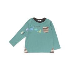 はたらくくるま恐竜ロケットプリントポケット付き長袖Tシャツ(80~130cm)