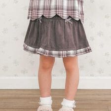 スラップスリップ(SLAP SLIP)のコーデュロイ×チェックレイヤードスカパン(90~130cm)