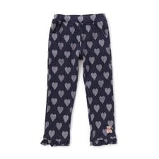 裾フリルお尻ポケットハートがいっぱい総柄パンツ(80~120cm)